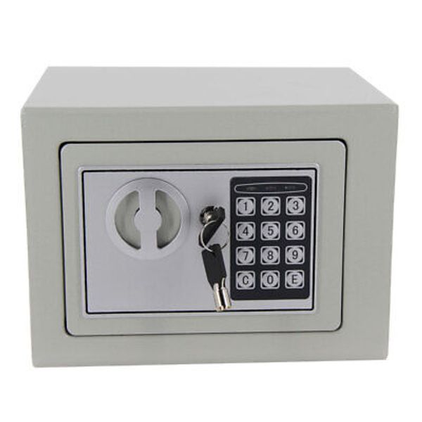 Digital Keypad Safe Security Box Light Gray 170x230x170mm Home Office Storage