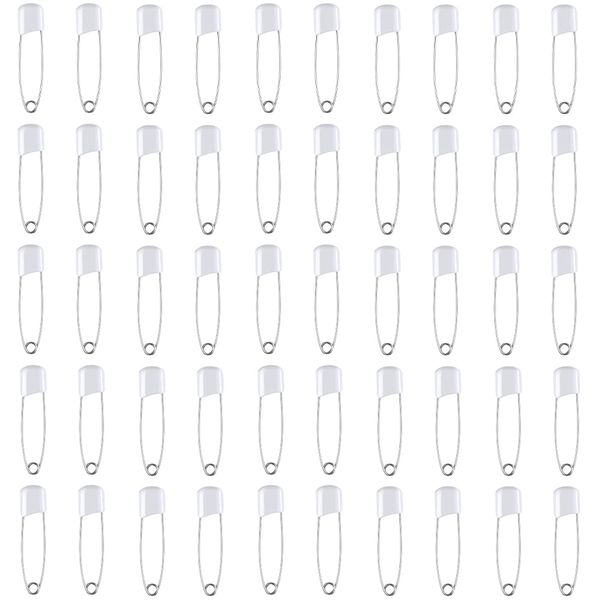 50 PCS Diaper Pins Safety Pins 2.2 Inch Plastic Head Cloth Diaper Pins with Locking Closures Stainless Steel Nappy Pins A1AQBZ (A)