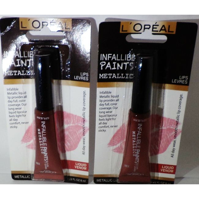 2 Loreal INFALLIBLE PAINTS METALLICS Liquid Lip Color LIQUID VENOM #336 Sealed