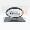 Puffin Plastics Rugby Ball Display Case (Black Base) - Mirror Back