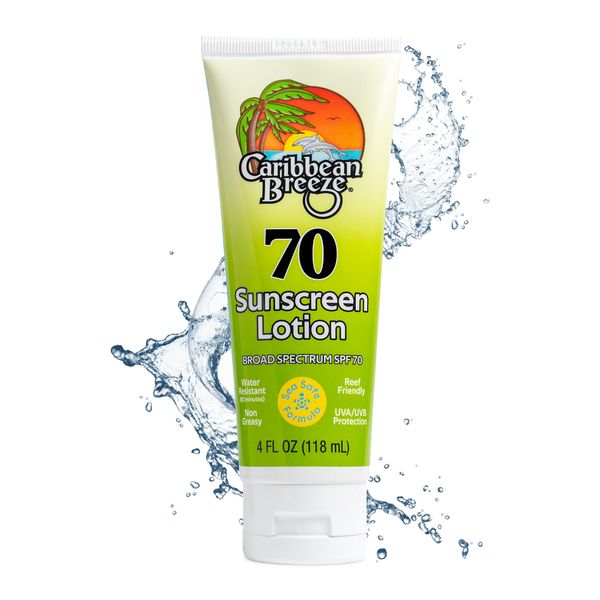 Reef Friendly Sunscreen SPF 70 Lotion, Mango Lime Scent Body Sunscreen Lotion, Rich in Anti Oxidants, Water Resistant Up to 80 Minutes, Broad Spectrum Body Lotion with Sunscreen, 4 oz (120 ml)