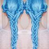 Blue Lace Front Wig Long Light Blue Full Lace Wig Natural Hairline Realistic Pastel Blue Wigs for Women Glueless Heat Resistant Fiber Hair Drag Queen