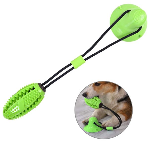 Guardians Dog Chew Toy with Suction Cup for Aggressive Chewers, Puppy Training Treats Food Dispensing Toothbrush Pet Teeth Cleaning Rope Toys for Small Medium Dogs(Green)