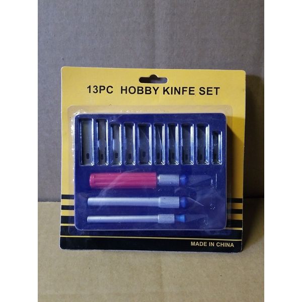 13Pcs Hobby Knife Set w/Blades No Case  W/ Different Blades 3 Handles