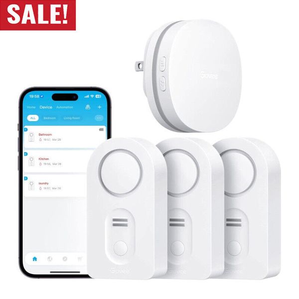 WiFi Water Sensor Smart Leak Detector 3 Pack 100dB Adjustable Alarm Suit Home