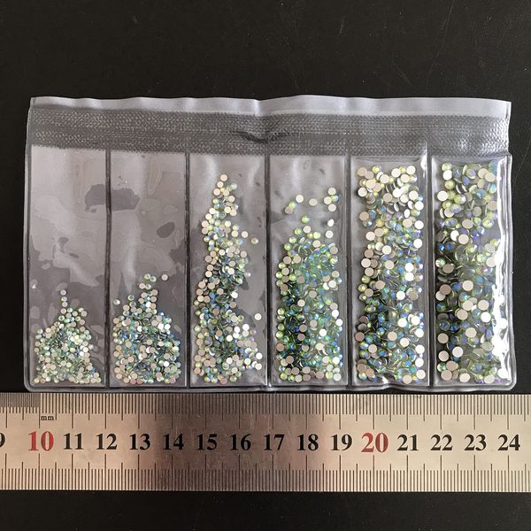 SS4-SS12 1728PCS/PACK (1.5MM-3.2MM) Light Green AB Drill Rhinestone Glass Rhinestone Crystal Nail Decoration Figure Model Car Jewelry Clothing Decoration DIY Handmade Decoration Accessories -Light