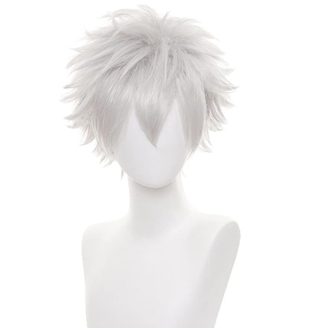 LAOBAO Cosplay Wig, Gintoki Sakata, Gin-chan Wig, Heat Resistant, For Disguises, Costume Accessories, Silver, Parties, Costume, Halloween, Events, Cosplay Wig