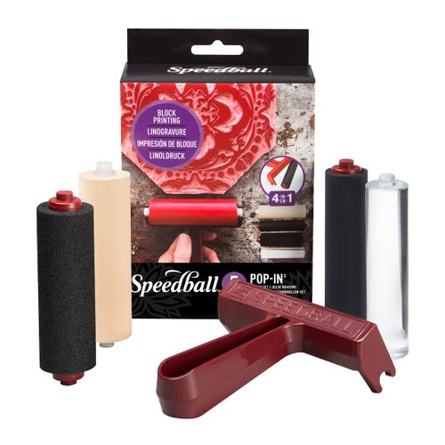 Speedball Pop-in 4" Roller Brayer Kit, Foam, Rubber, Hard Rubber & Acrylic