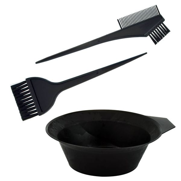 Hair Dye Brush, Hair Colouring Tools Set, Double-sided Coloring Comb Set, Hair Dyeing Kit (Black-3Pcs Set)