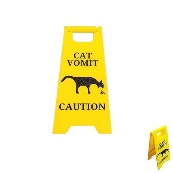 4 In Cat Vomit Sign Pet Warning Sign Decor Mini Sign Courtyard For Home Pet Area