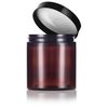 4 oz Amber PET Plastic Staight Sided Jar with Black Smooth Lid (12 pack)