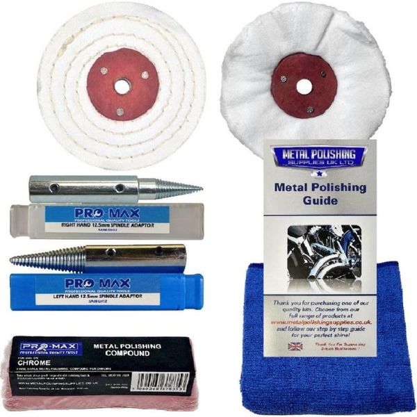 Chrome Bench Grinder Metal Polishing Kit 7pc 4" x 1" - Pro-Max