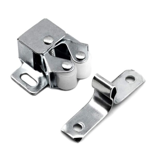 12Pcs Zinc Plated Door Catches, FUJIE Double Roller Strong Hold Cupboard Cabinet Door Catches with Screws for Home Furniture Cabinet Cupboard