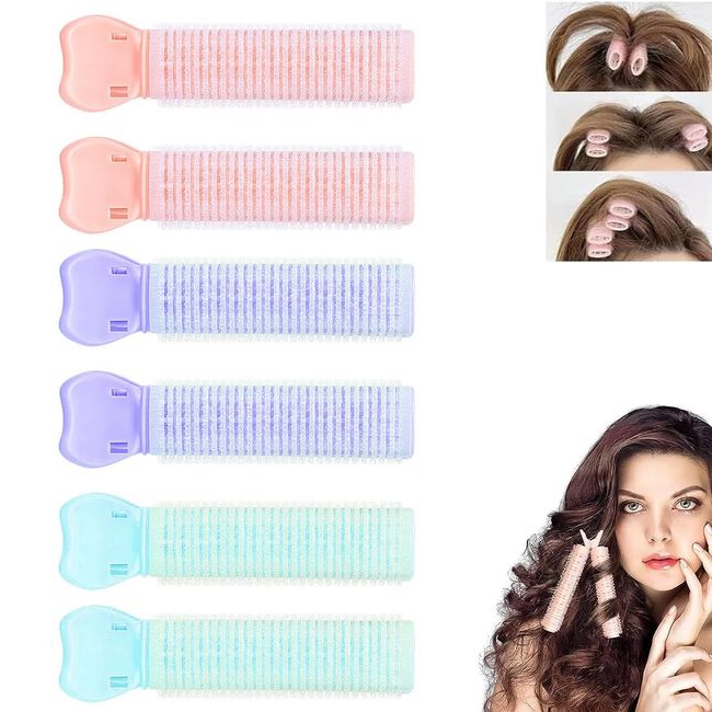 SSyang 6 Stücke Lockenwickler Locken Set,Entenschnabelclips Hair Rollers Haarroller mit Lockenwickler Klammern,Haarwickler für lange mittlere kleine Haar DIY Styling Salon(Blau+Orange+Hellviolett)