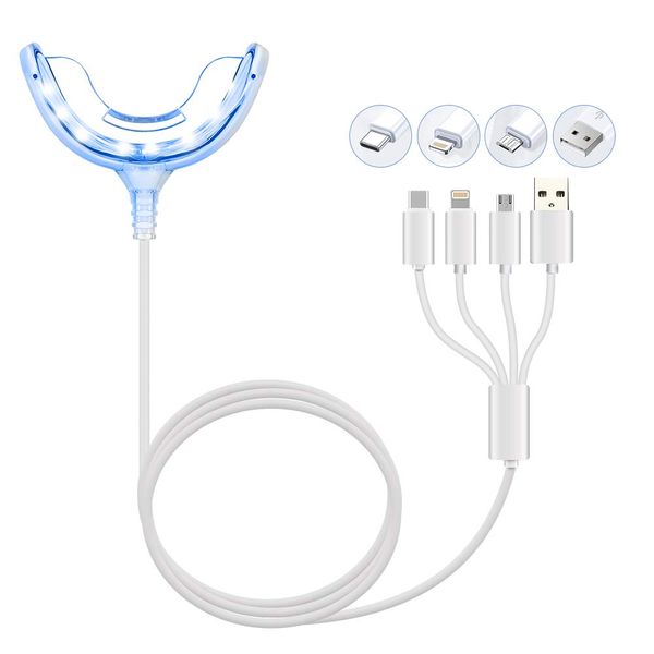 Teeth Whitening Accelerator Light, 16x Blue LED Light Mouth Tray Teeth Whitening Enhancer Light Trays Connected with iPhone/Android/USB for Home Use