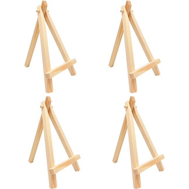 Medsuo 4pcs Pine Wood Mini Easel Triangle Frame Wedding Table Card Stand Display Holder for Displaying Wedding Business Card Painting Craft Drawing Photo Numbers Place Name Card Holder Display Stand