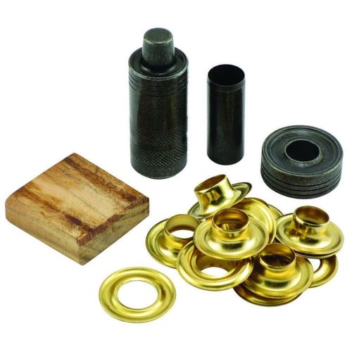 NEW GENERAL TOOLS 71264 1/2" GROMMET KIT WITH TOOL & 12 BRASS GROMMETS CUTTER