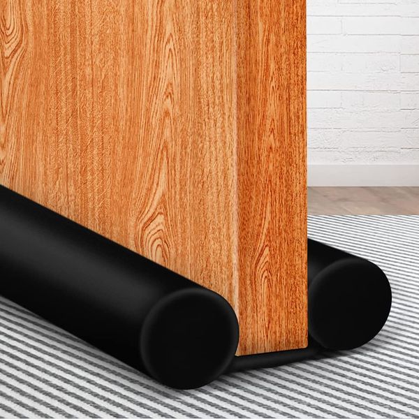 MAXTID Under Door Draft Blocker Black Door Draft Stopper 32-38" Reduce Breeze Cold Air Blocker Adjustable Door Seal Sweep Noise Stopper