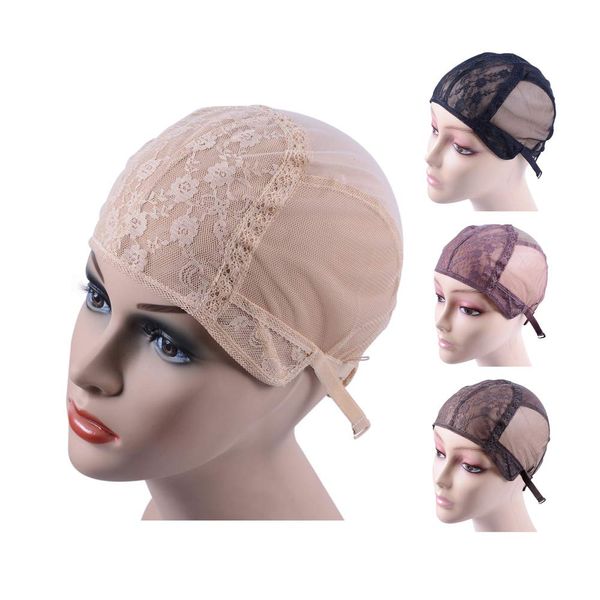 Double Lace Wig Cap for Making Wigs With Adjustable Strap on the Back Glueless Wig Caps Hairnets (Blonde M54cm)