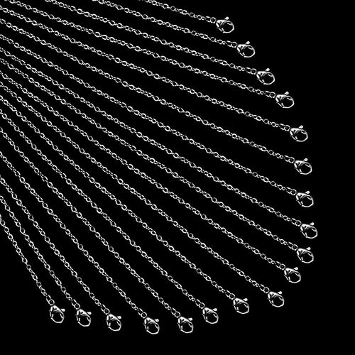 NBEADS 20 Strands 304 Stainless Steel Chain Necklace with Lobster Clasps Cross Chains Diy Chain for Necklace Making Bracelet Extension, 19.69"