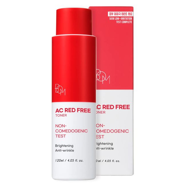 BOM AC Red Free Gesichtswasser 120 ml, nicht komedogene Poren, Anti Pickel feuchtigkeitsspendendes Toner mit Salicylsäure und Teebaumöl, Pflegende für gerötete Haut