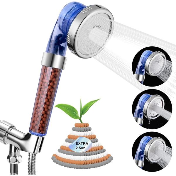 High Pressure Shower Head 3 Settings Handheld Shower Heads Spray With 5 FT Hose