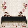 NEBURORA 1 Pack Black and Gold Party Tablecloth Plastic Tablecloth 137x274cm Gold Dot Confetti DisposableTable Cover Rectangular Party Table Cover for Picnic, Baby Shower, Halloween, Birthday