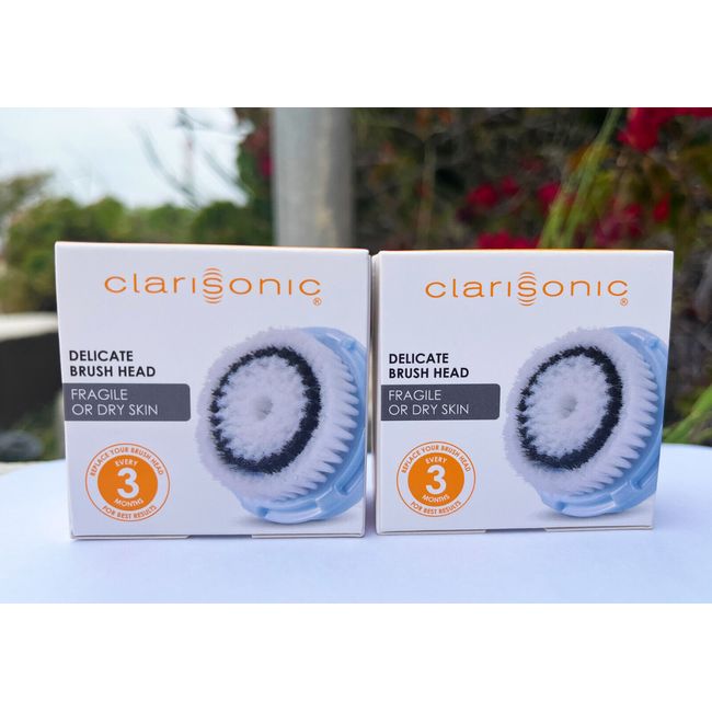 New 2 Pack Clarisonic DELICATE Replacement Brush Heads Mia2 Aria Plus Cleansing