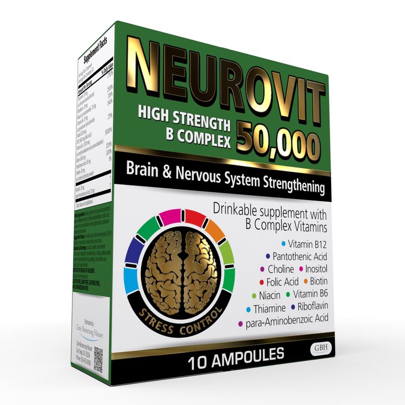 Neurovit 50,000 High Strength Vitamin B Complex Liquid Supplement ...