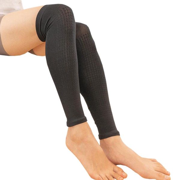 Far Infrared Rock Bath Leg Warmer, Long, Black 615-1