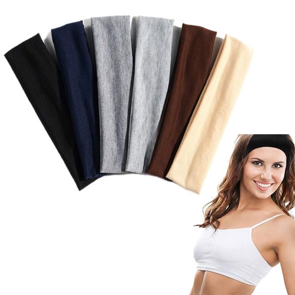 scicent Hair Bands 6 Pieces Headbands Unisex Soft Stretchy Headband Breathable Hairbands Yoga Cotton Head Band for Women & Men Running Soft Stretch Bands for Exercise - 13420