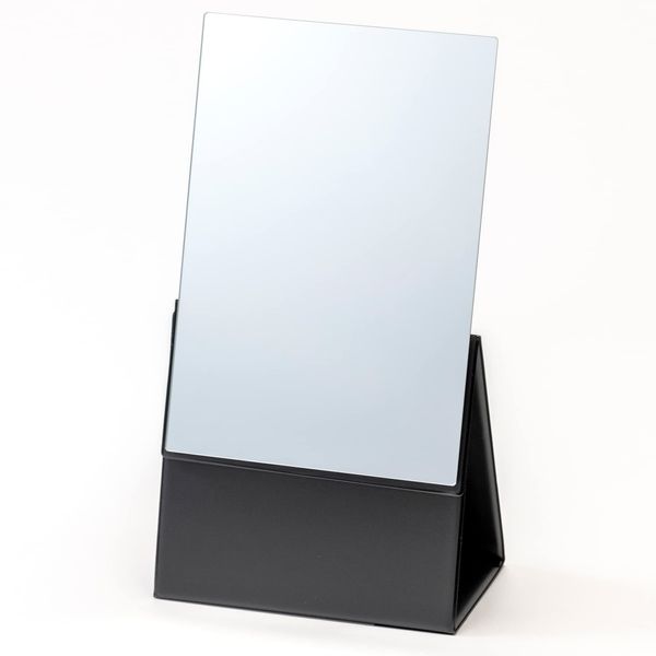 HORIUCHI MIRROR Napure 2-Way Folding Mirror (Black) Folding Mirror, Cosmetic Mirror, Tabletop Mirror, Reflects Real Skin Tone, Adjustable, Height Adjustment, Made in Japan