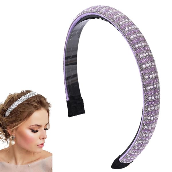 Traziewell Purple Headband Rhinestone Headbands for Women Hair Accessories for Ladies Womens Hairband Crystal Hair Accessories, 2311