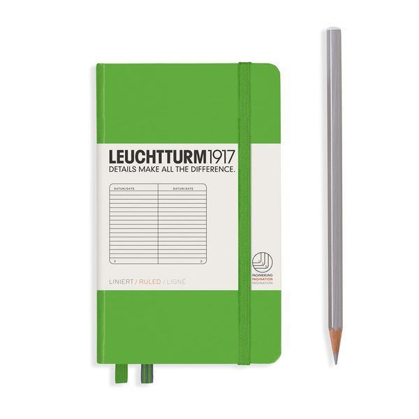 LEUCHTTURM1917 357484 Notebook Pocket (A6), Hardcover, 187 numbered page, Ruled, fresh green