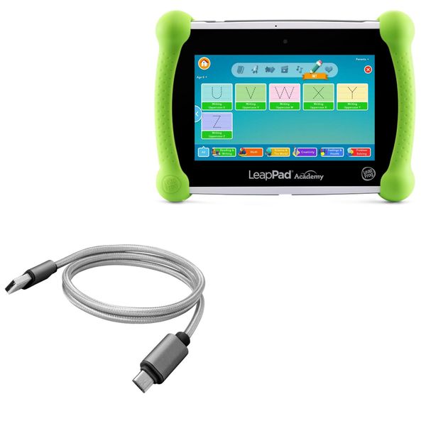 BoxWave Cable Compatible with Leapfrog LeapPad Academy - Micro USB DuraCable, Braided Micro USB Charging Cable - Space Grey