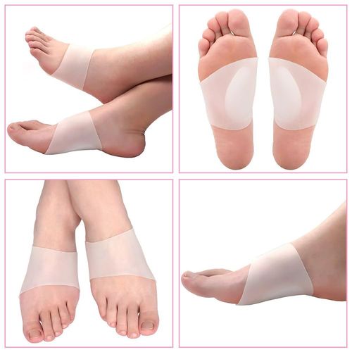 2 Pairs Gel Arch Support Insoles, Orthotic Insoles Silicone Orthopedic Foot Insoles Flat Feet Arch Support Plantar Fasciitis Shoe Arch Support Gel High Heel Inserts Cushion Pads for Women Men(White)