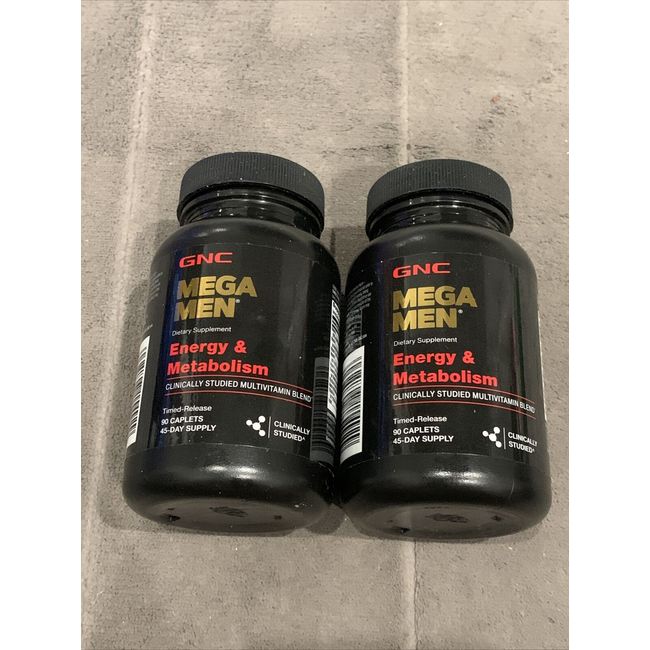 GNC Mega Men Energy & Metabolism Time-Released 90 Caplets (2 Pack) Exp 12/2024