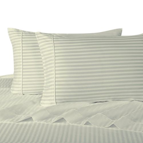 Royal Hotel Bedding Stripe Ivory Standard Size Pillowcases, 2PC Pillow Cases, 100% Cotton, 300 Thread Count, Sateen Striped