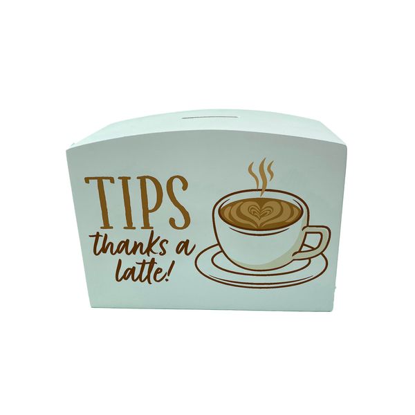 Thanks A Latte Coffee Shop Cafe Tip Jar Wooden Money Box For Café Reception Business