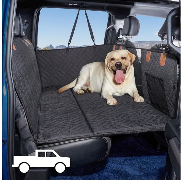 Dog Cover Back Seat Extender and Hammock, Bed/Cover-Black-F150, Silverado, Ram