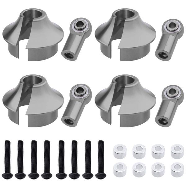 Hobbypark Aluminum Alloy Shock Rod Ends & Spring Perch (Gray)