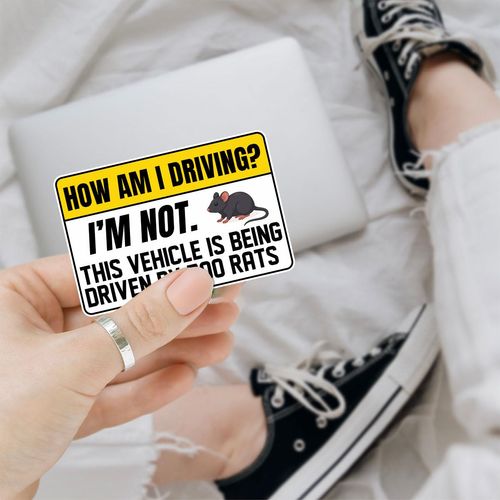 (3 Pcs) How Am I Driving I’m Not This Vehicle is Being Driven by Rats Sticker – Funny Rat Meme Warning Sign 3 inches for Car, Laptop, Helmet – Sarcastic 700 Rats Sticker for Adults