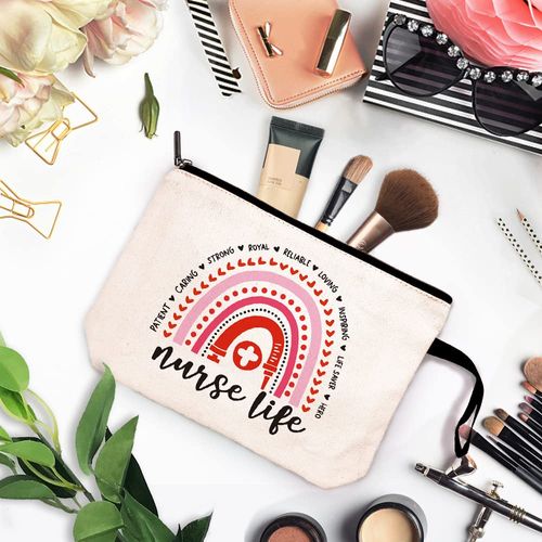 Nurse Life Funny Nurses Cosmetic Bag, for Travel Toiletry Zipper Storage Pouch Makeup Bag, Nurse Birthday Gifts, Registered Nurse Appreciation Gifts, Nurse Graduation Gifts, Nurses Day Gifts
