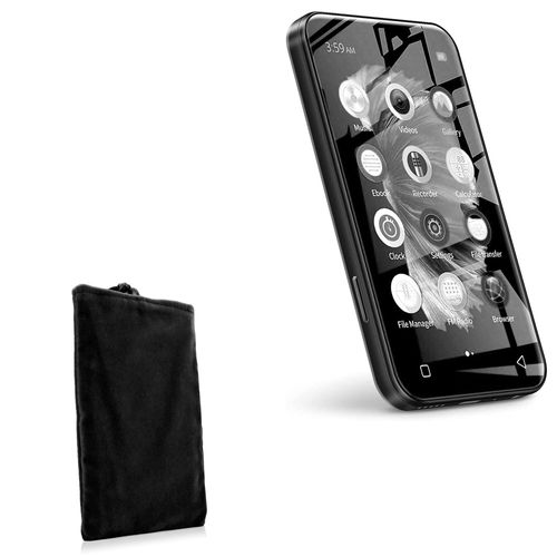 BoxWave Case Compatible with TIMMKOO WiFi Mp3 Player - Velvet Pouch, Soft Velour Fabric Bag Sleeve with Drawstring - Jet Black