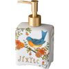 HIGHAWK Pump Bottle Soap Dispenser Refill Bottle Cute Ceramic Bathroom Kitchen (White)