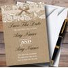 Vintage Burlap & Lace Personalised Wedding Save The Date Cards