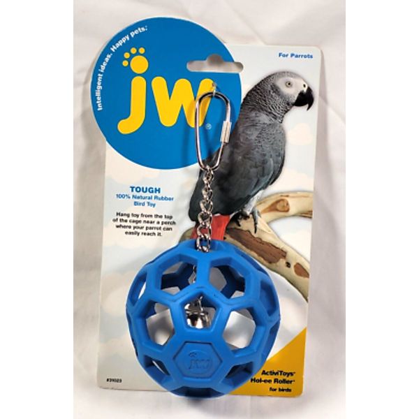 JW Pet Company Activitoys Hol-ee Roller Parrot Toy, 4" Diameter Blue