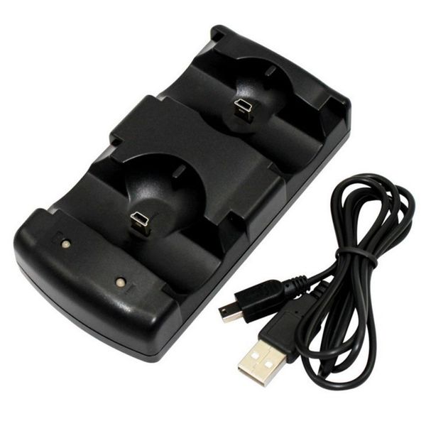 DC 5V Controller Charging Dock Dual Mini USB Ports & LED Light Indicator 2 in 1 Charging Stand Fits PS 3 Controllers