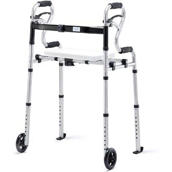 4 in 1 Folding Walker with Seat by Health Line Massage Products, Width Adj NEW