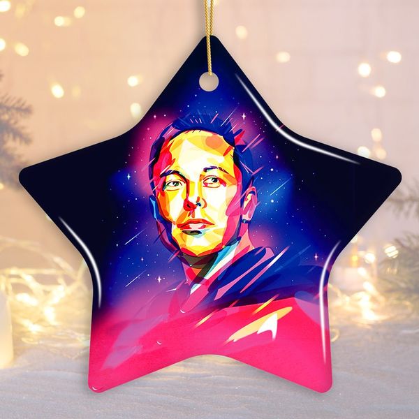 Elon Musk Christmas Ornament, Abstract Digital Art Tesla and SpaceX - Star